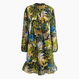 J CREW Silk ruffle dress in watercolor floral